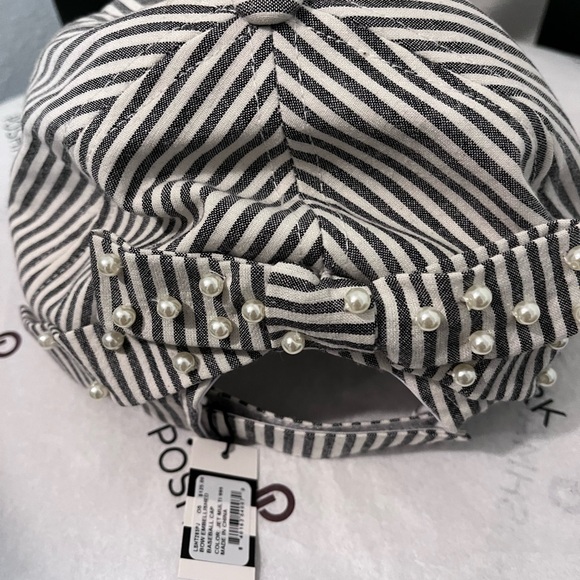 LELE SADOUGHI NWT AUTHENTIC JET SEERSUCKER BOW EMBELLISHED BASEBALL CAP main image 12